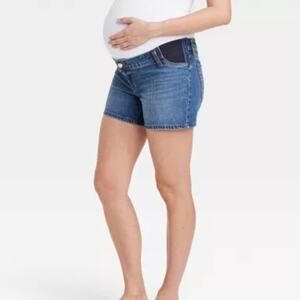Isabel Maternity Midi Shorts Womens Size 16 Stretch Panel Denim Jeans